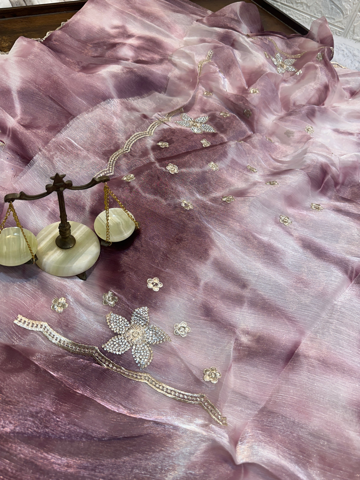 BUY 1 GET 1 FREE – Blush Pink Designer Embroidered Saree