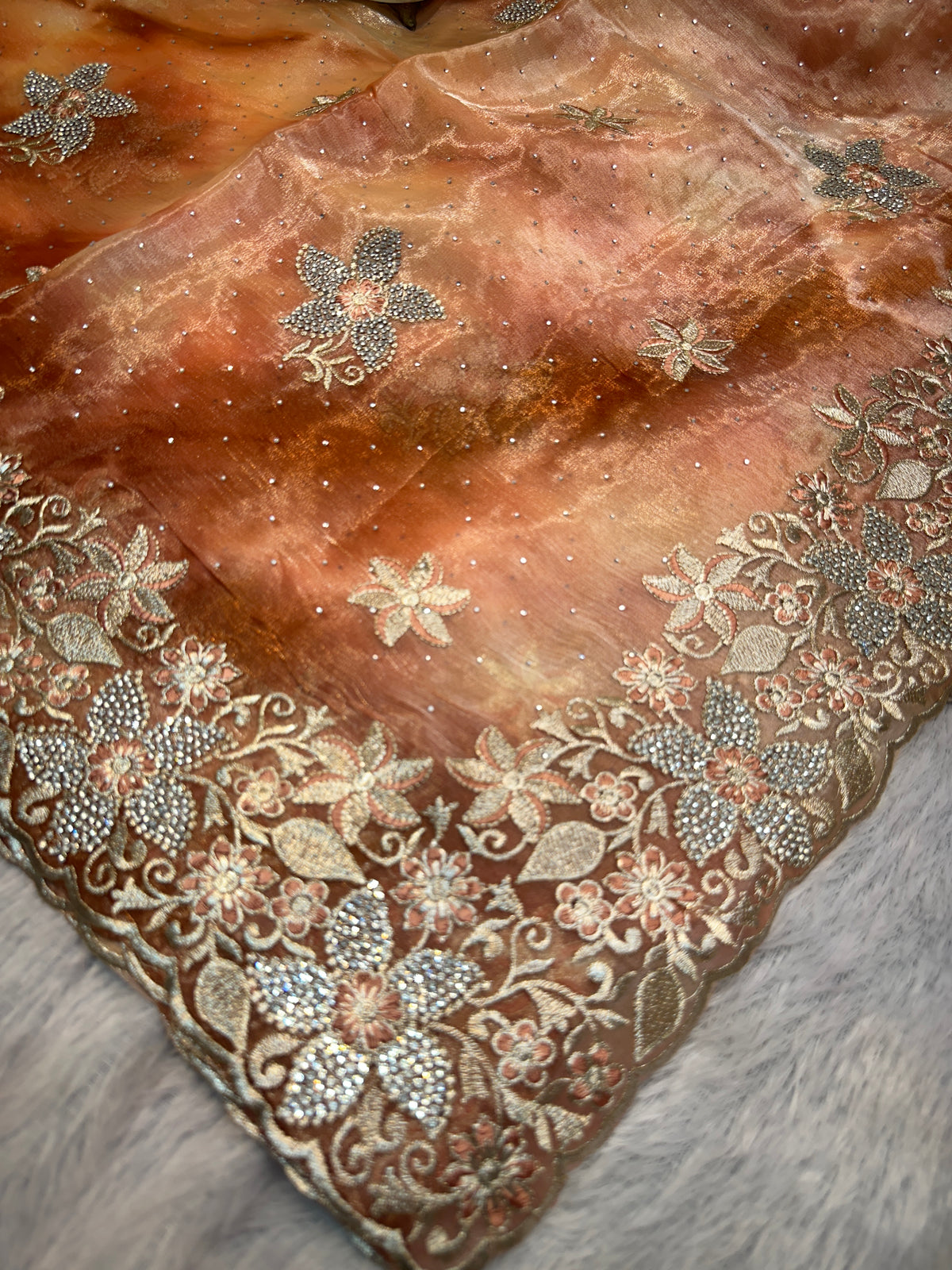 BUY 1 GET 1 FREE – Copper Rose Designer Embroidered Saree
