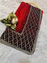 Elegant Red Shadow Zarkhan Designer Saree