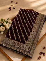Special wine Georgette Saree with Zari & Zarkhan Work