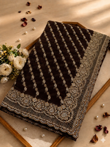 Special brown Georgette Saree with Zari & Zarkhan Work