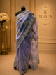Lavender grey Organza Saree with Silver Floral Embroidery