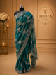 Sea green Organza Saree with Intricate Silver Floral Embroidery