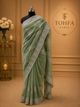 Pista green Organza Saree with Intricate Silver Embroidery
