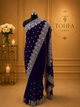 Royal Purple Georgette Saree with Silver Zari & Sequin Embroidery